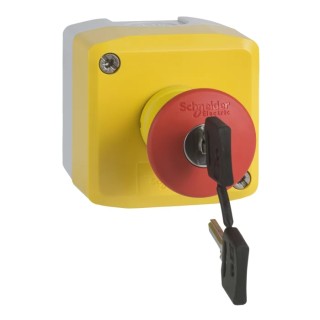 Schneider Electric Harmony Series Key Release Emergency Stop Push Button, Surface Mount, 22 mm Cutout, 2 NC, IP69 XALK188F