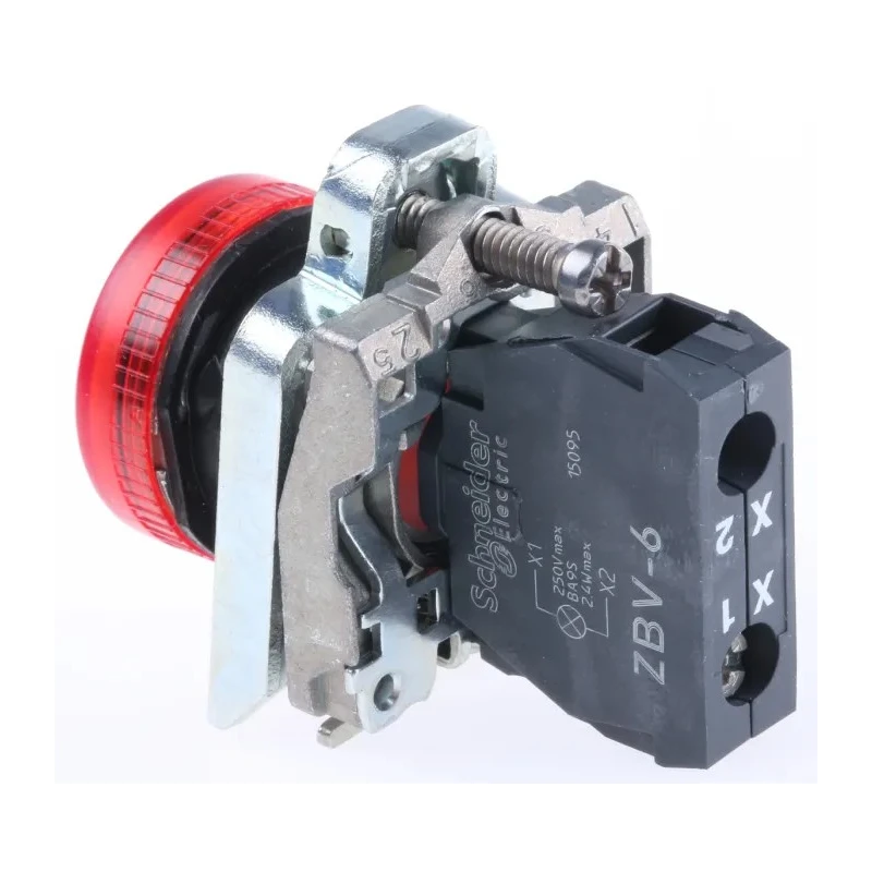 Schneider Electric Panel Mount Red LED Pilot Light Harmony XB4 22 mm Cutout 250V XB4BV64