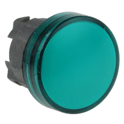 Schneider Electric Panel Mount Green LED Pilot Light Harmony XB4 22 mm Cutout 240V AC Metal Body Round XB4BVM3