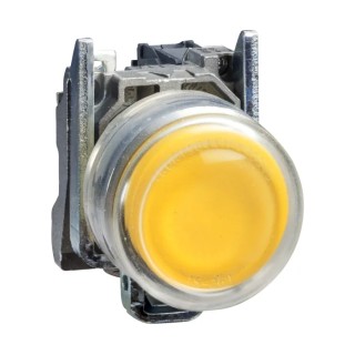 Schneider Electric Harmony XB4 Series Push Button Switch Spring Return Panel Mount 22 mm Cutout SPST Yellow LED IP66 XB4BP51
