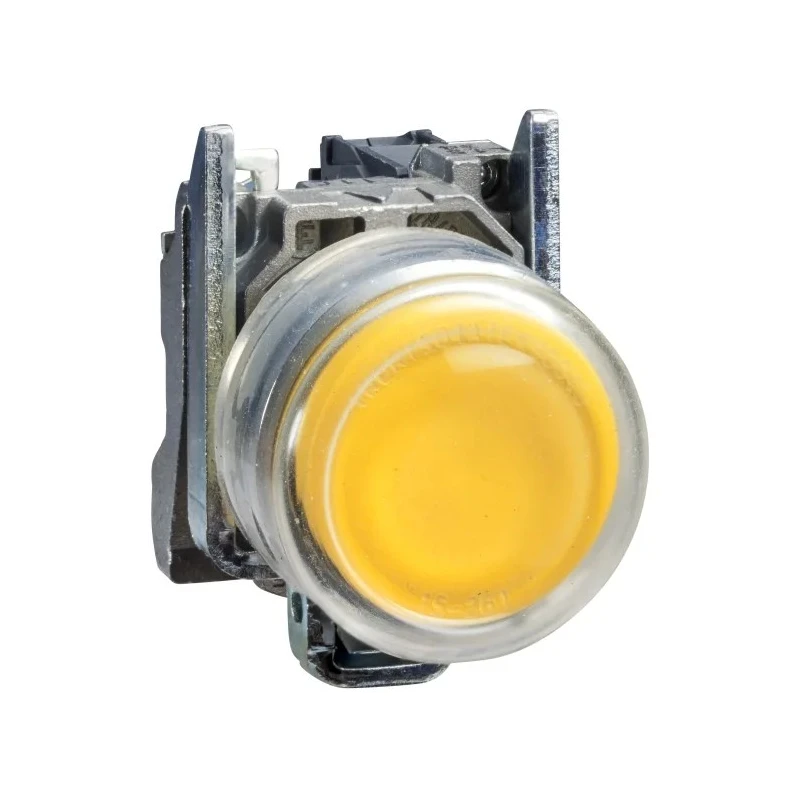 Schneider Electric Harmony XB4 Series Push Button Switch Spring Return Panel Mount 22 mm Cutout SPST Yellow LED IP66 XB4BP51