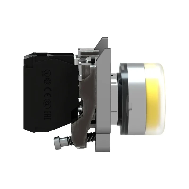 Schneider Electric Harmony XB4 Series Push Button Switch Spring Return Panel Mount 22 mm Cutout SPST Yellow LED IP66 XB4BP51