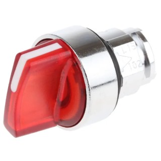 Schneider Electric Harmony Series 2 Position Illuminated Selector Switch Head, 22 mm Cutout, Red Handle, IP67 ZB4BK1243