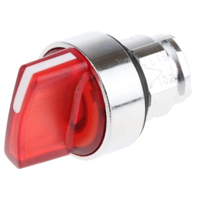Schneider Electric Harmony Series 2 Position Illuminated Selector Switch Head, 22 mm Cutout, Red Handle, IP67 ZB4BK1243
