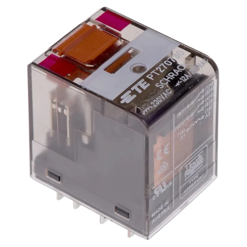 TE Connectivity Power Relay 230V AC Coil 12A Switching Current DPDT PT270730 5-1419111-1
