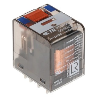 TE Connectivity 24V DC Coil Power Relay, 6A Switching Current, 4PDT, Silver Nickel Alloy Contacts PT570024 1-1393154-2