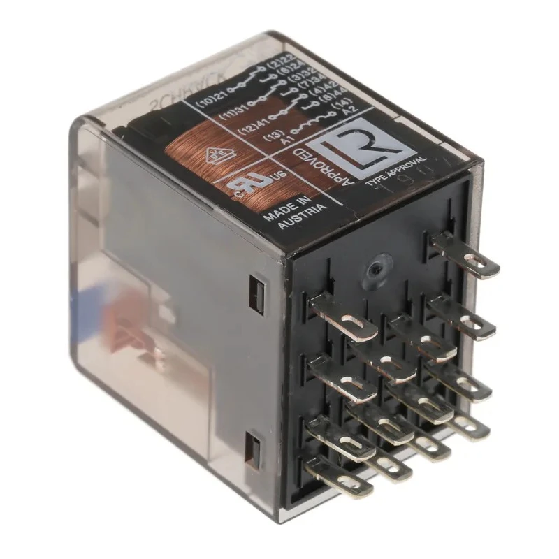 TE Connectivity 24V DC Coil Power Relay, 6A Switching Current, 4PDT, Silver Nickel Alloy Contacts PT570024 1-1393154-2