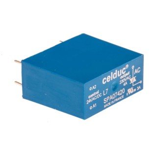 Celduc SP Series Solid State Relay, 4 A Maximum Load Current, PCB Mount, 275V AC Load, 12-30V AC/DC Control SPA07420