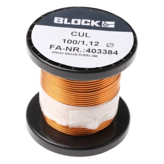Block Enamelled Copper Wire 1.12 mm Outside Diameter 1.1 mm² Cross Section 9 m Length CUL100/1.12
