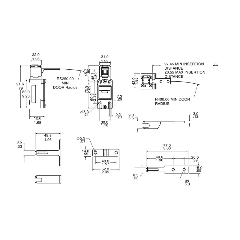 NEUTRAL Technologies GKB Die Cast Zinc Epoxy Coated Safety Interlock Switch, Keyed, IP67, 250V DC, 600V AC GKBC1L7