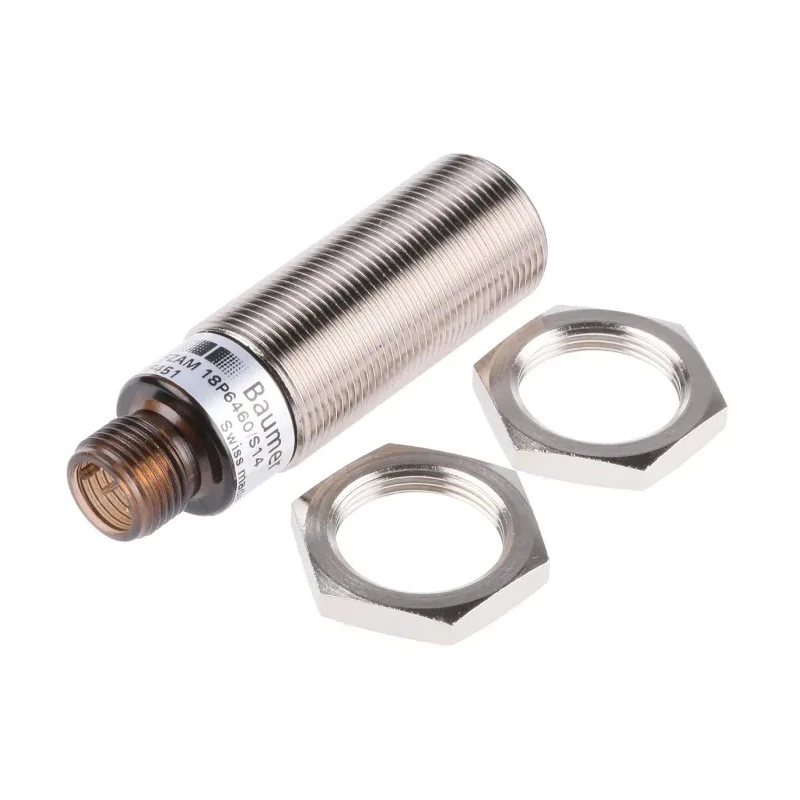 Baumer Diffuse Photoelectric Sensor, Barrel Style, Detection Range 60 mm to 430 mm, PNP Output, IP67, Brass FZAM 18P6460/S14
