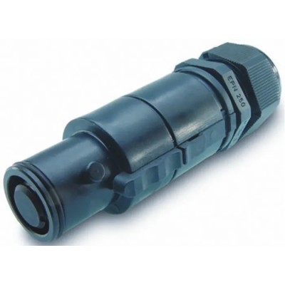 ITT Cannon Veam Snaplock IP65 Black Cable Mount 1P Straight Industrial Power Connector 250A 1kV SNLM-P-C35-25S-BK