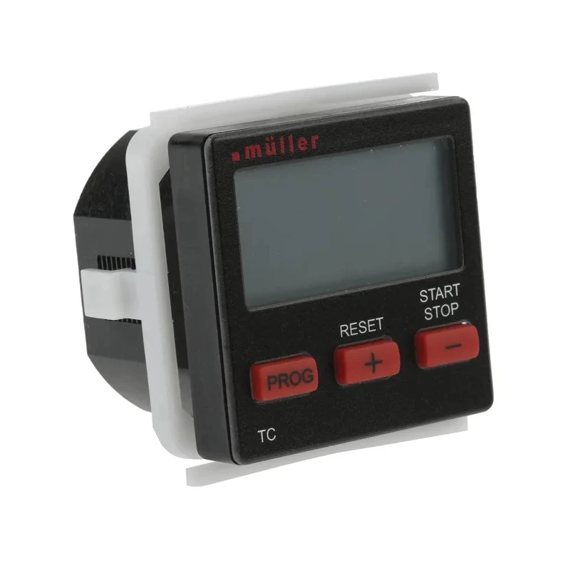 Muller Panel Mount Black Digital Timer, 230V AC, 50-60Hz, 9h 59m 59s Max, Plastic Case, DIN EN 60529 TC 14.21 230V 50-60HZ
