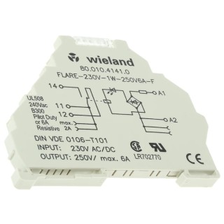 Wieland Flare Series Interface Relay DIN Rail Mount 230V AC Coil 6A SPDT Silver Alloy Contacts 80.010.4141.0