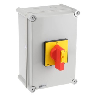 RS PRO 4-Pole DIN Rail Isolator Switch, IP65 Rated, 32A, 15 kW, 750V AC, Red Handle IP65