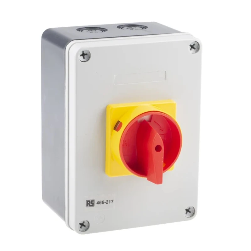 RS PRO 4-Pole DIN Rail Isolator Switch, Red Handle, IP65, 80A, 37 kW, 690V AC IP65