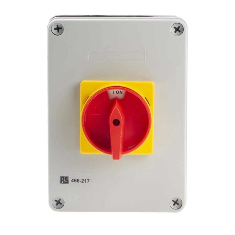 RS PRO 4-Pole DIN Rail Isolator Switch, Red Handle, IP65, 80A, 37 kW, 690V AC IP65