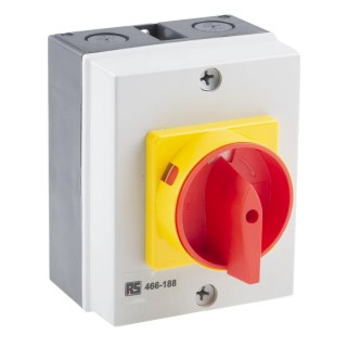 RS PRO 3-Pole DIN Rail Isolator Switch IP65, 40A, 15 kW IP65