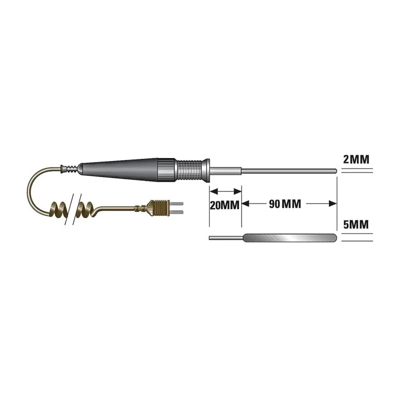 RS PRO Flat Spatula Air Temperature Probe, 125 mm Length, 5 mm Diameter, 300 °C Max 342-9022