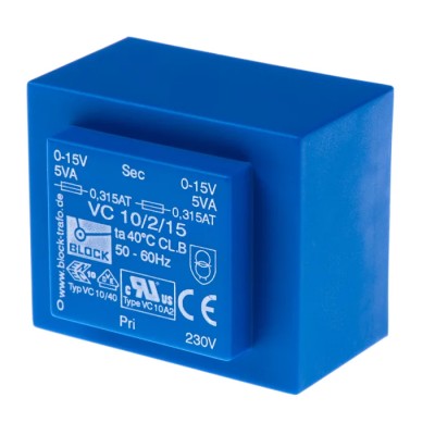 Block 15 V AC 2 Output Through Hole PCB Transformer 10 VA VC 10/2/15