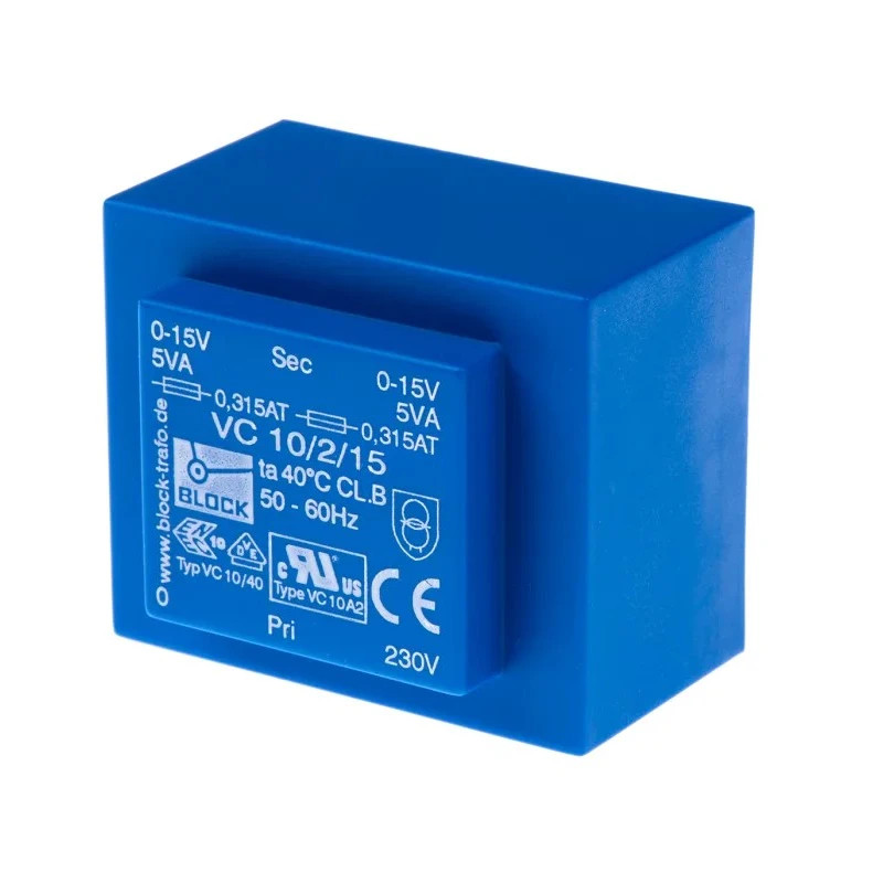Block 15 V AC 2 Output Through Hole PCB Transformer 10 VA VC 10/2/15