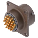 ITT Cannon MIL Spec Circular Connector Copper Alloy Straight 19 Way Box Mount 7.5A 600, 850V ac Shell Size 14 KPT02E14-19P