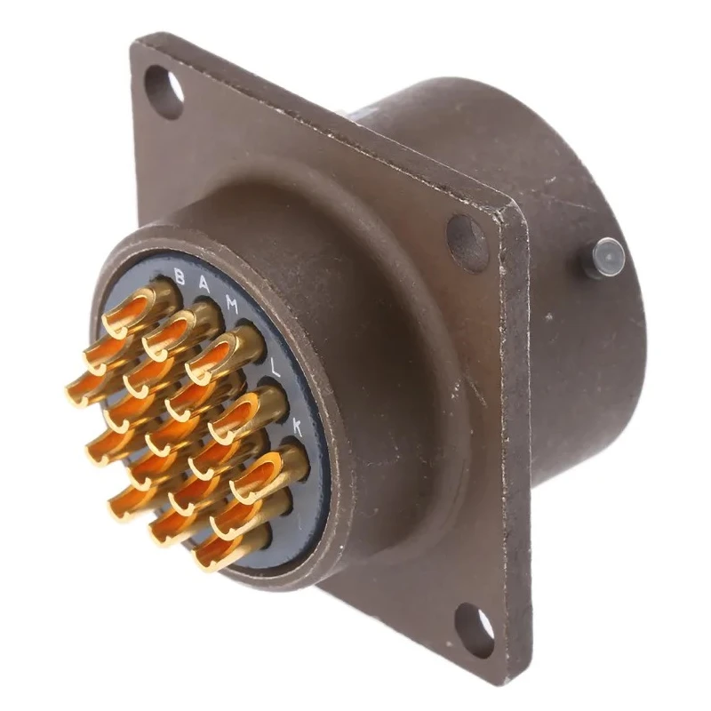ITT Cannon MIL Spec Circular Connector Copper Alloy Straight 19 Way Box Mount 7.5A 600, 850V ac Shell Size 14 KPT02E14-19P