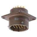 ITT Cannon MIL Spec Circular Connector Copper Alloy Straight 19 Way Box Mount 7.5A 600, 850V ac Shell Size 14 KPT02E14-19P