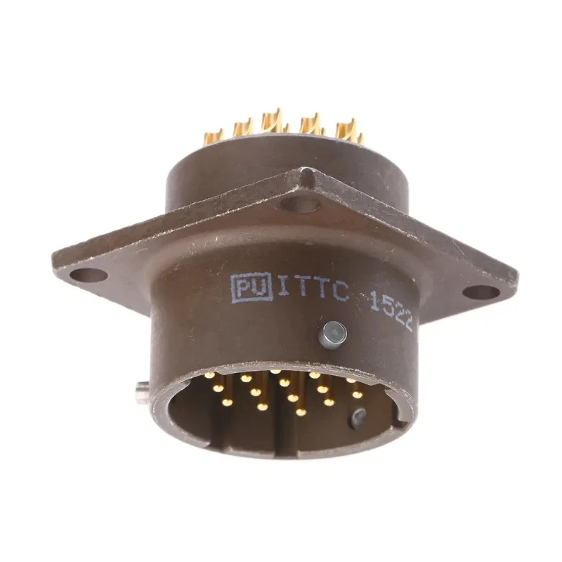 ITT Cannon MIL Spec Circular Connector Copper Alloy Straight 19 Way Box Mount 7.5A 600, 850V ac Shell Size 14 KPT02E14-19P