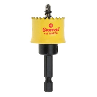 Starrett 25 mm Diameter High Speed Steel Drill Bit with 6.35mm Shank for Plastic, Stainless Steel, Mild Steel Sheet CSC25