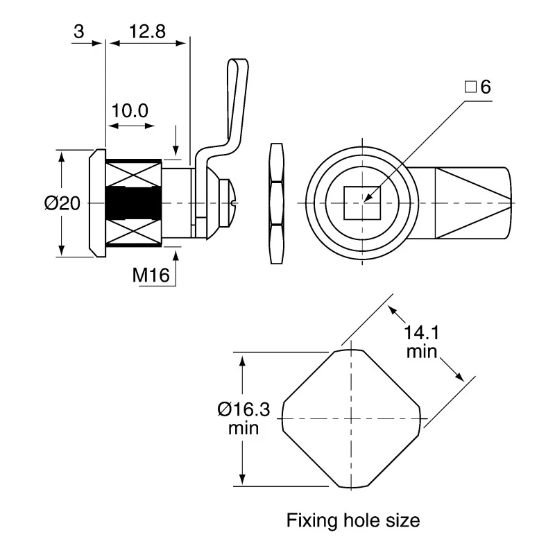 Steinbach & Vollman Euro-Locks a Lowe & Fletcher group Company Camlock Keyed Lock 12.8 mm Panel-to-Tongue 16.3 x B236086