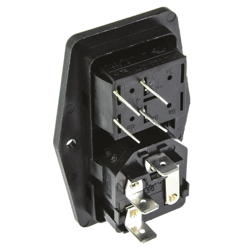 Bulgin C14 Straight Panel Mount IEC Connector 250V Female with 5 x 20 mm Fuse Size 10A BVB01/Z0000/10