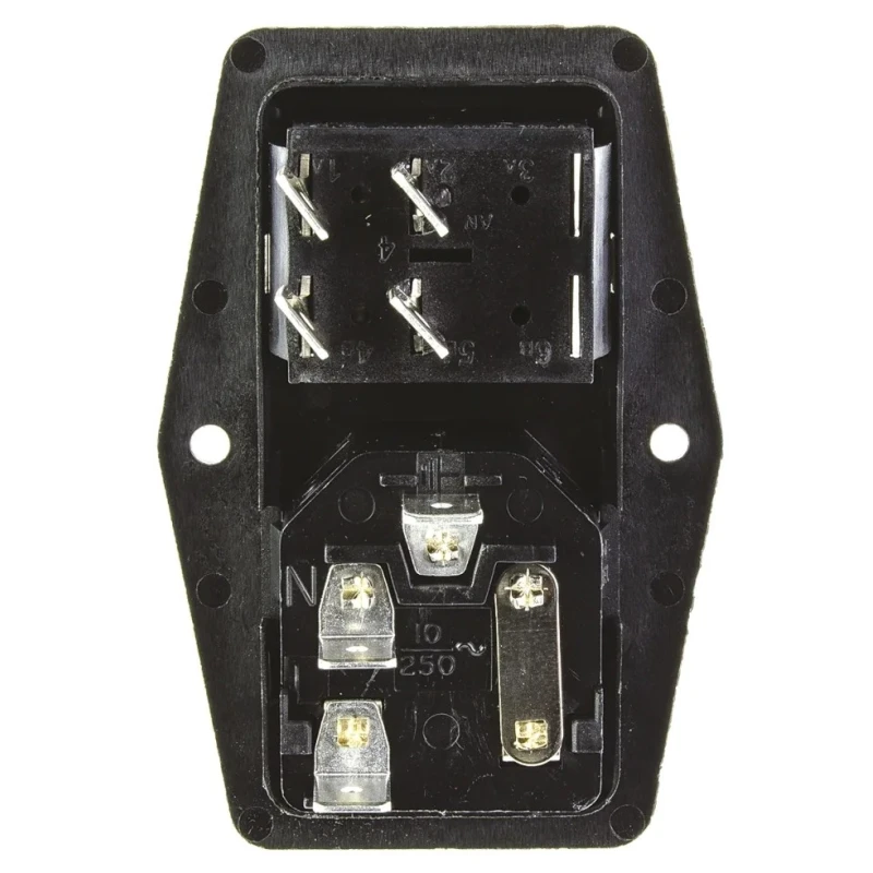 Bulgin C14 Straight Panel Mount IEC Connector 250V Female with 5 x 20 mm Fuse Size 10A BVB01/Z0000/10
