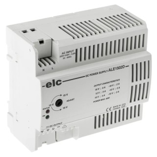ELC ALE Switched Mode DIN Rail Power Supply 253V AC 15V DC 2A Output 60W ALE1502D