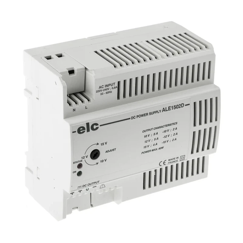 ELC ALE Switched Mode DIN Rail Power Supply 253V AC 15V DC 2A Output 60W ALE1502D