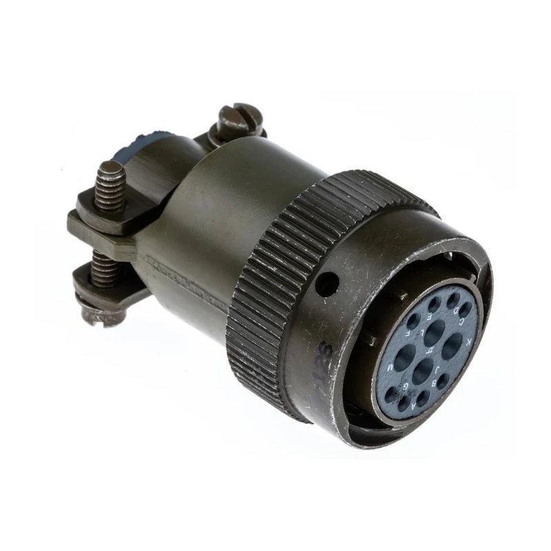 ITT Cannon MIL Spec Circular Connector Cable Mount Plug, Copper Alloy Contacts, Olive Drab Cadmium Plated KPT06F14-12S