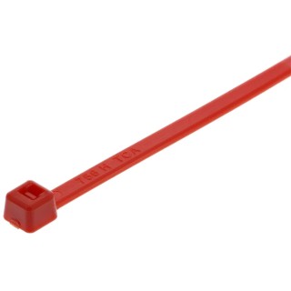 HellermannTyton Inside Serrated Cable Tie, Red Polyamide 66, 100 mm x 2.5 mm, 80N Tensile Strength 116-01812 T18R-PA66-RD