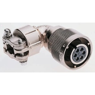 ITT Cannon MIL Spec Circular Connector Right Angle Copper Alloy 6 Contacts 22A Cable Mount Shell Size 14S CA08COM-E14S-6S-B