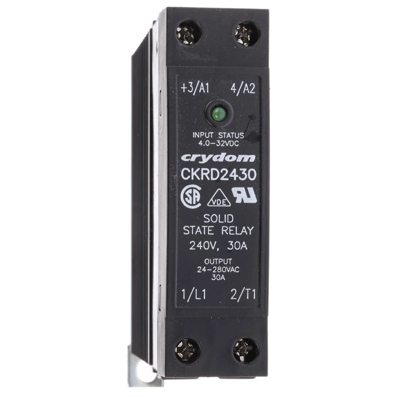 Crydom CKRD Series Solid State Relay, 30 A Load Current, 280 Vrms Load Voltage, 32V Control, DIN Rail Mount CKRD2430