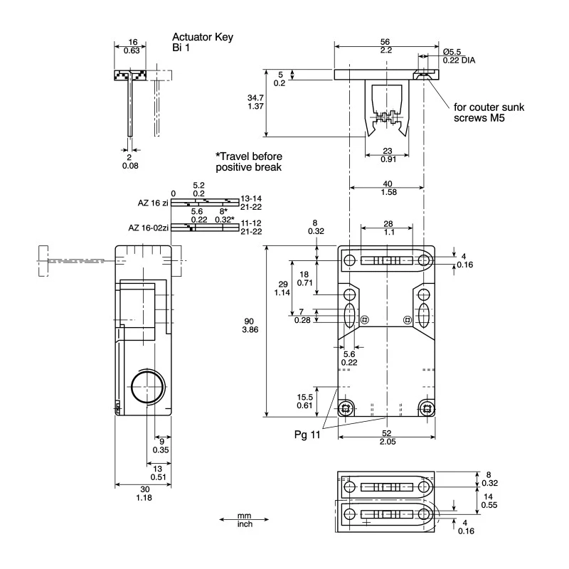 Schmersal AZ16 Safety Interlock Switch Keyed, Fibreglass Reinforced Thermoplastic Housing, IP67, 230V AC, 24V DC 