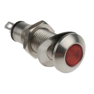 Marl Panel Mount LED Indicator Red, 8.1 mm Mount Hole, Solder Tab Termination, IP67, 12-28V DC, 236mcd Luminous 534-501-63