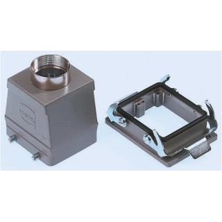 HARTING Han B Range Heavy Duty Power Connector Hood 2 Lever Surface Mount, 32+E Pole Format, Metal Body, PG36 0930032073201