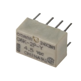 Omron PCB Signal Relay 4.5V DC Coil, 1A Switching Current, Double Pole Double Throw DPDT, Model G6K-2P-Y 4.5DC