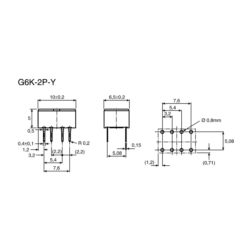 Omron PCB Signal Relay 4.5V DC Coil, 1A Switching Current, Double Pole Double Throw DPDT, Model G6K-2P-Y 4.5DC