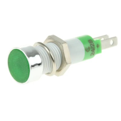 Signal Construct Green LED Panel Mount Indicator 8 mm, Tab Termination, IP67, 24-28V SKCD08214
