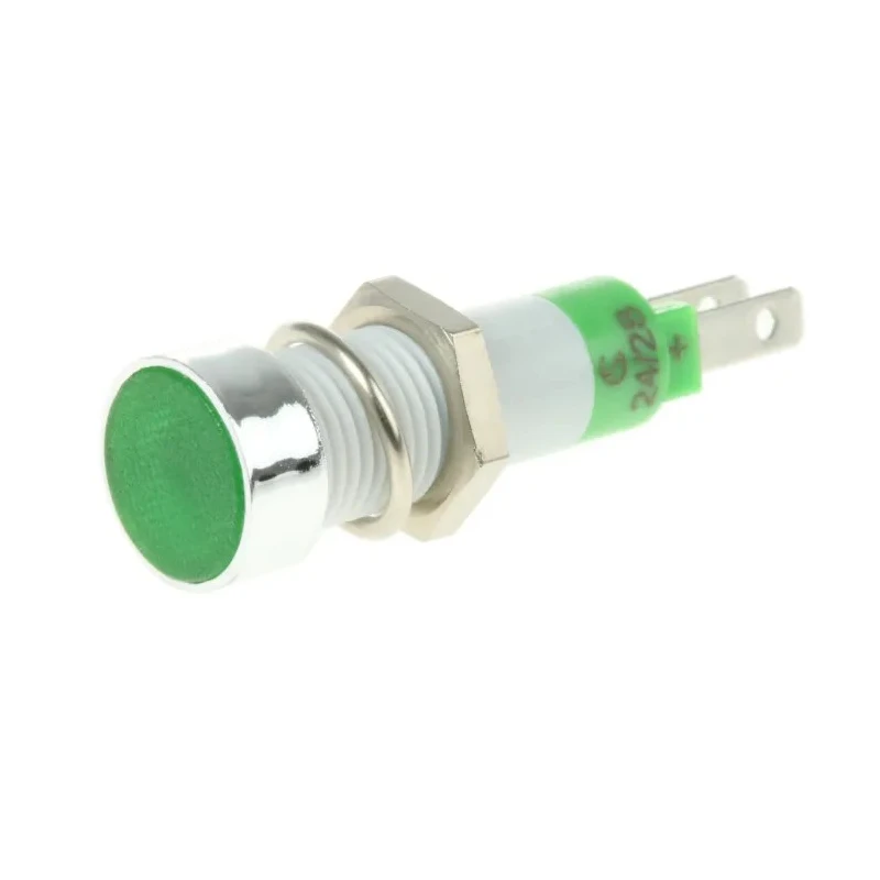 Signal Construct Green LED Panel Mount Indicator 8 mm, Tab Termination, IP67, 24-28V SKCD08214