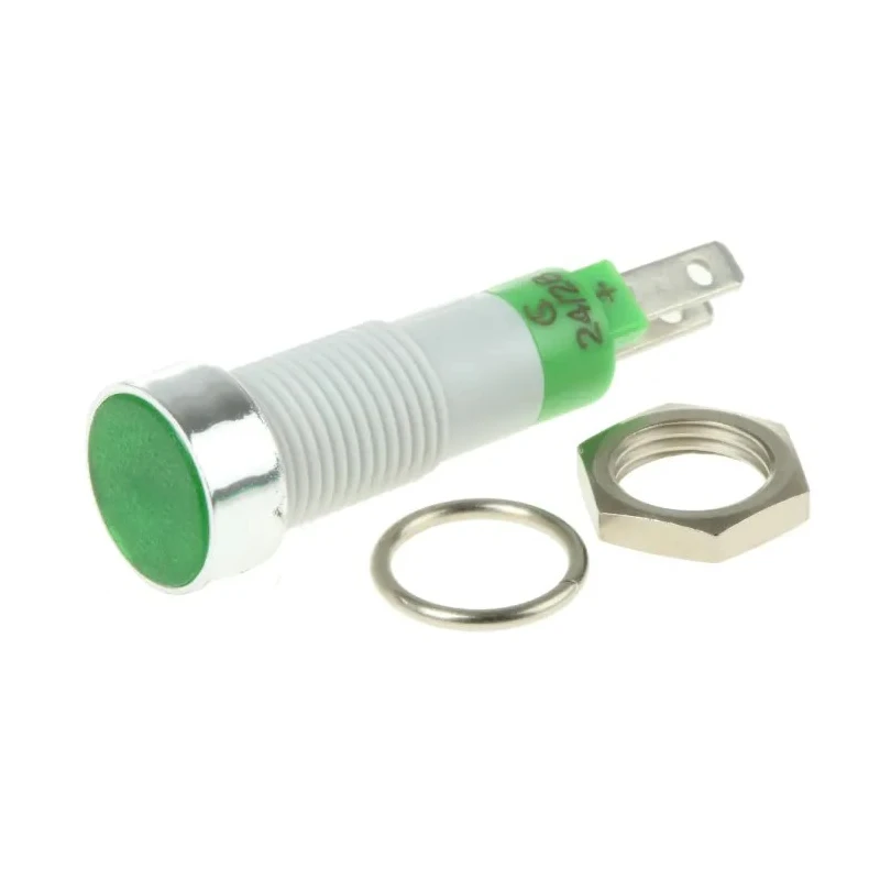 Signal Construct Green LED Panel Mount Indicator 8 mm, Tab Termination, IP67, 24-28V SKCD08214