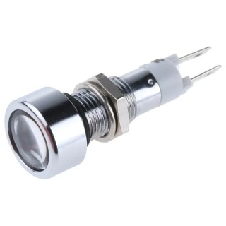 Signal Construct White LED Panel Mount Indicator, 8 mm Mount Hole, IP67, Tab Termination SMLU08614