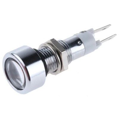 Signal Construct White LED Panel Mount Indicator, 8 mm Mount Hole, IP67, Tab Termination SMLU08614