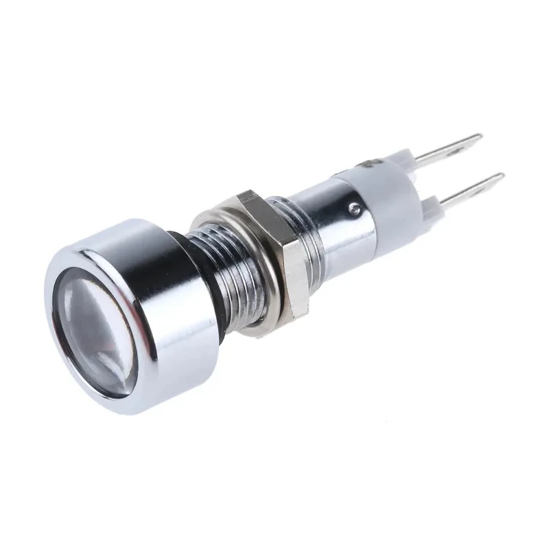Signal Construct White LED Panel Mount Indicator, 8 mm Mount Hole, IP67, Tab Termination SMLU08614